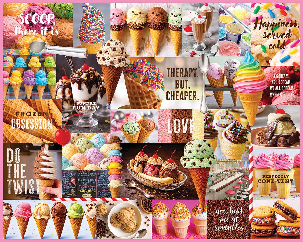 I Love Ice Cream 1000 piece jigsaw puzzle by White Mountain Puzzles, completed puzzle image