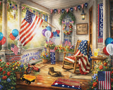 Patriotic Porch 1000 piece jigsaw puzzle by White Mountain Puzzles, completed puzzle image