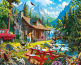 Mountain Picnic 1000 piece jigsaw puzzle by White Mountain Puzzles, completed puzzle image