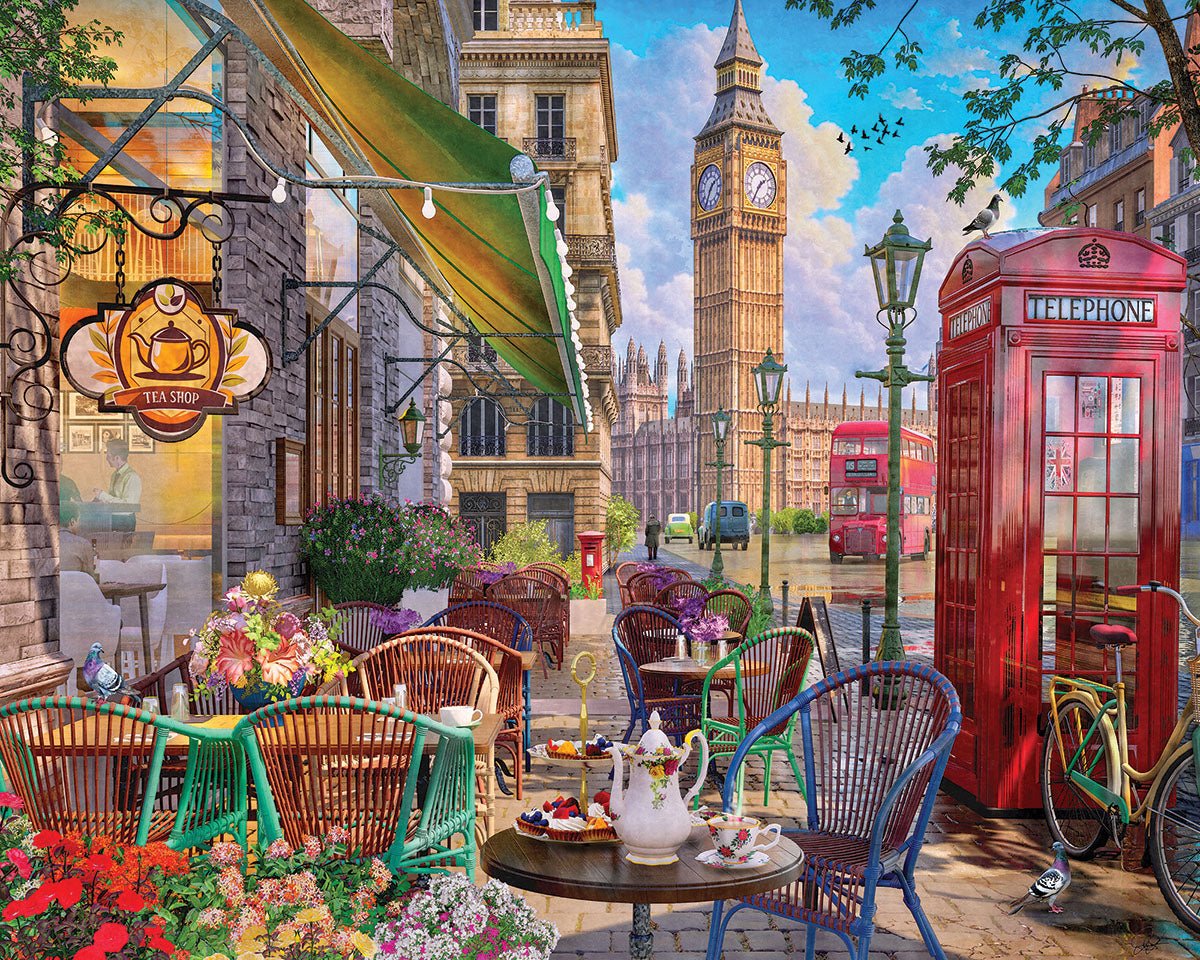 Afternoon Tea 1000 piece jigsaw puzzle by White Mountain Puzzles, completed puzzle image
