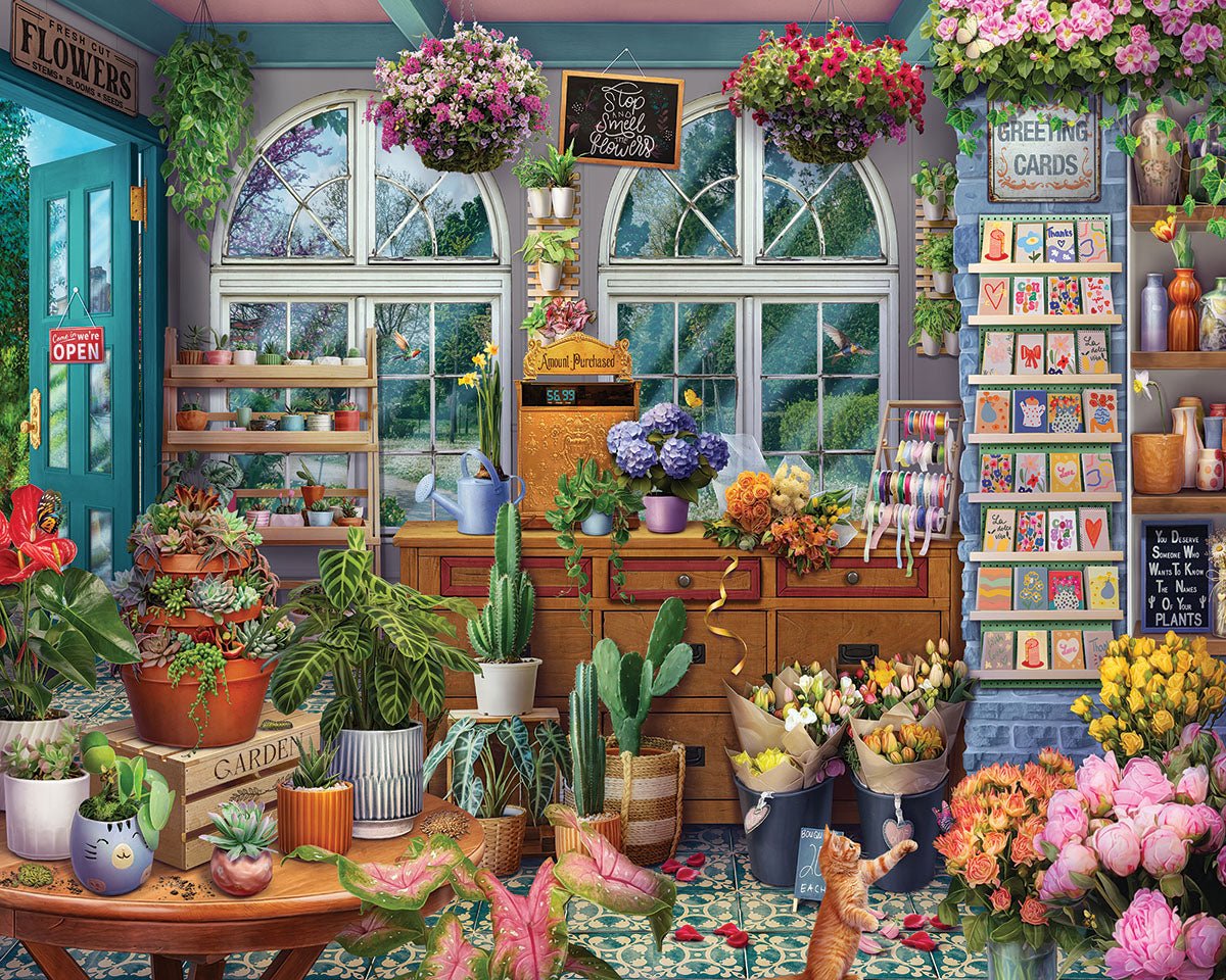 Garden Boutique 1000 piece jigsaw puzzle by White Mountain Puzzles, completed puzzle image