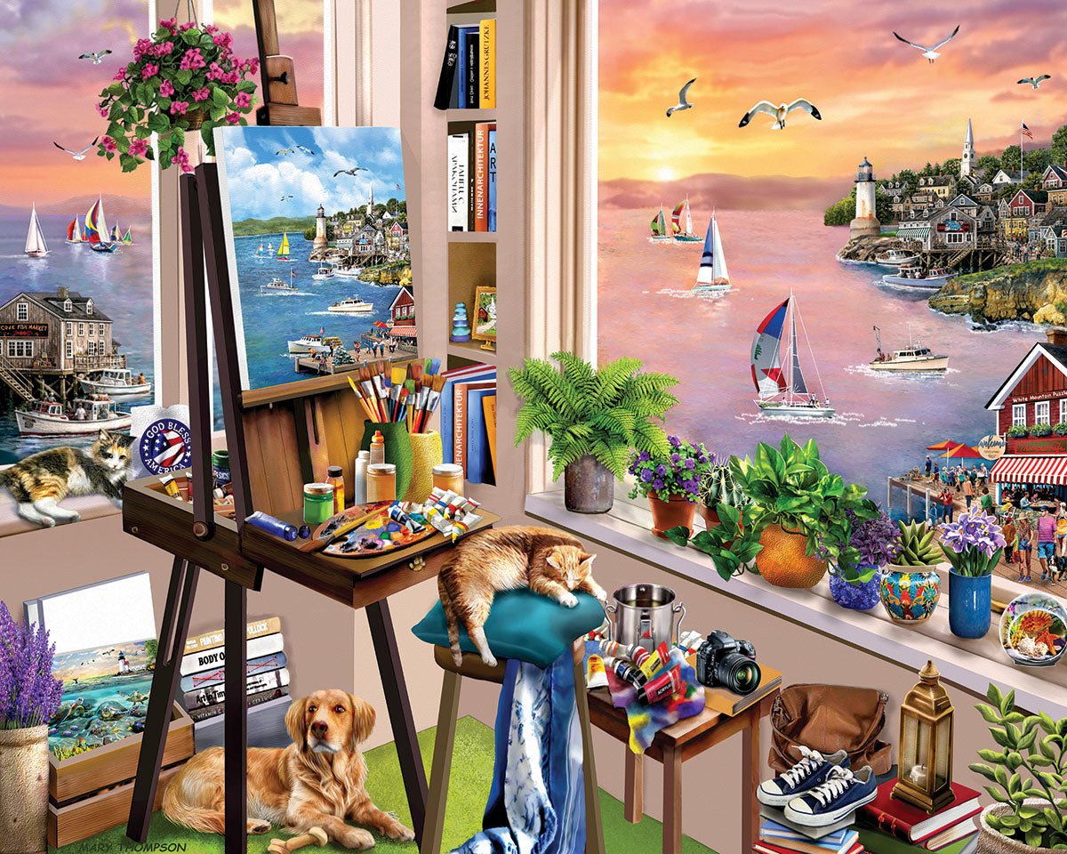Open Air Studio 1000 piece jigsaw puzzle by White Mountain Puzzles, completed puzzle image