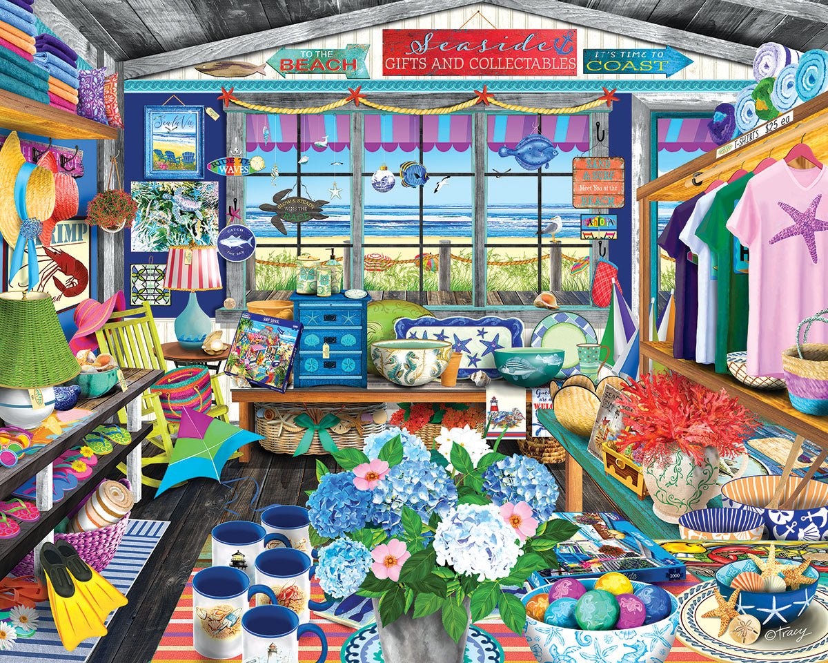 Seaside Gifts 1000 piece jigsaw puzzle by White Mountain Puzzles, completed puzzle image