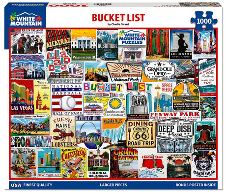 Bucket List 1000 piece jigsaw puzzle by White Mountain Puzzles, box image