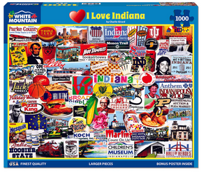 White Mountain Puzzles - I Love Indiana - 1000 Piece Jigsaw Puzzle