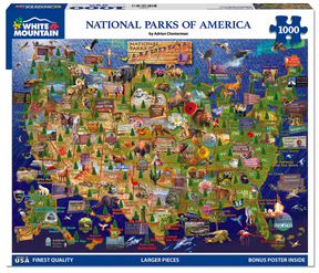White Mountain Puzzles - National Parks Map - 1000 Piece Jigsaw Puzzle