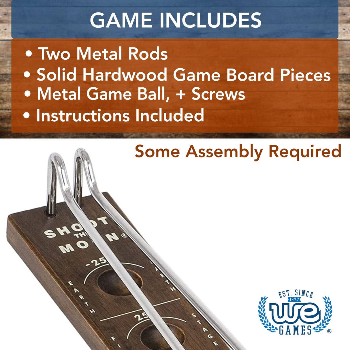 Wood Expressions - WE Games Shoot The Moon Board Game - Dark Stained Solid Wood - 17.5 in.