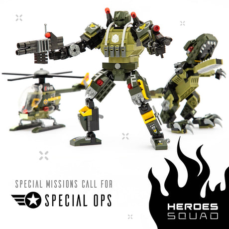 Glow in The Dark Army Robot 3-in-1 Set (398 Pc) AlphaZor