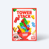 Tower Stack game box with colorful block design on a white background
