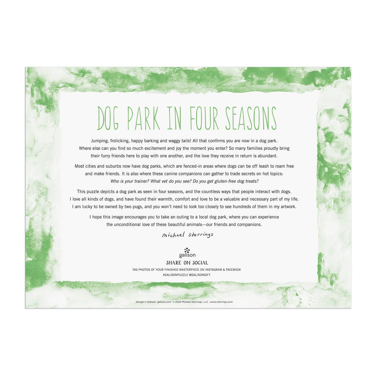 Galison - Michael Storrings Dog Park in Four Seasons 1000 Piece Puzzle