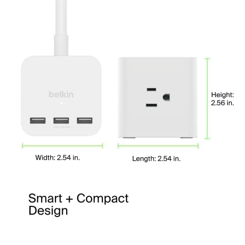 Belkin - 3 Outlet Power Cube With 5ft Cord And Usb A Ports - White