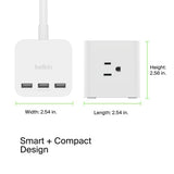 Belkin - 3 Outlet Power Cube With 5ft Cord And Usb A Ports - White