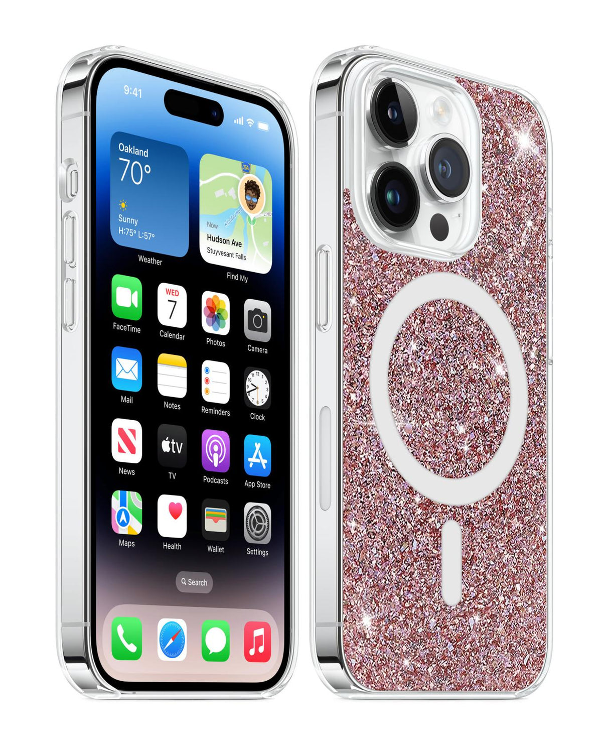 BASE IPHONE 15 PRO(6.1) SPARKLE SERIES - MAGSAFE COMPATIBLE CASE - ROSE GOLD