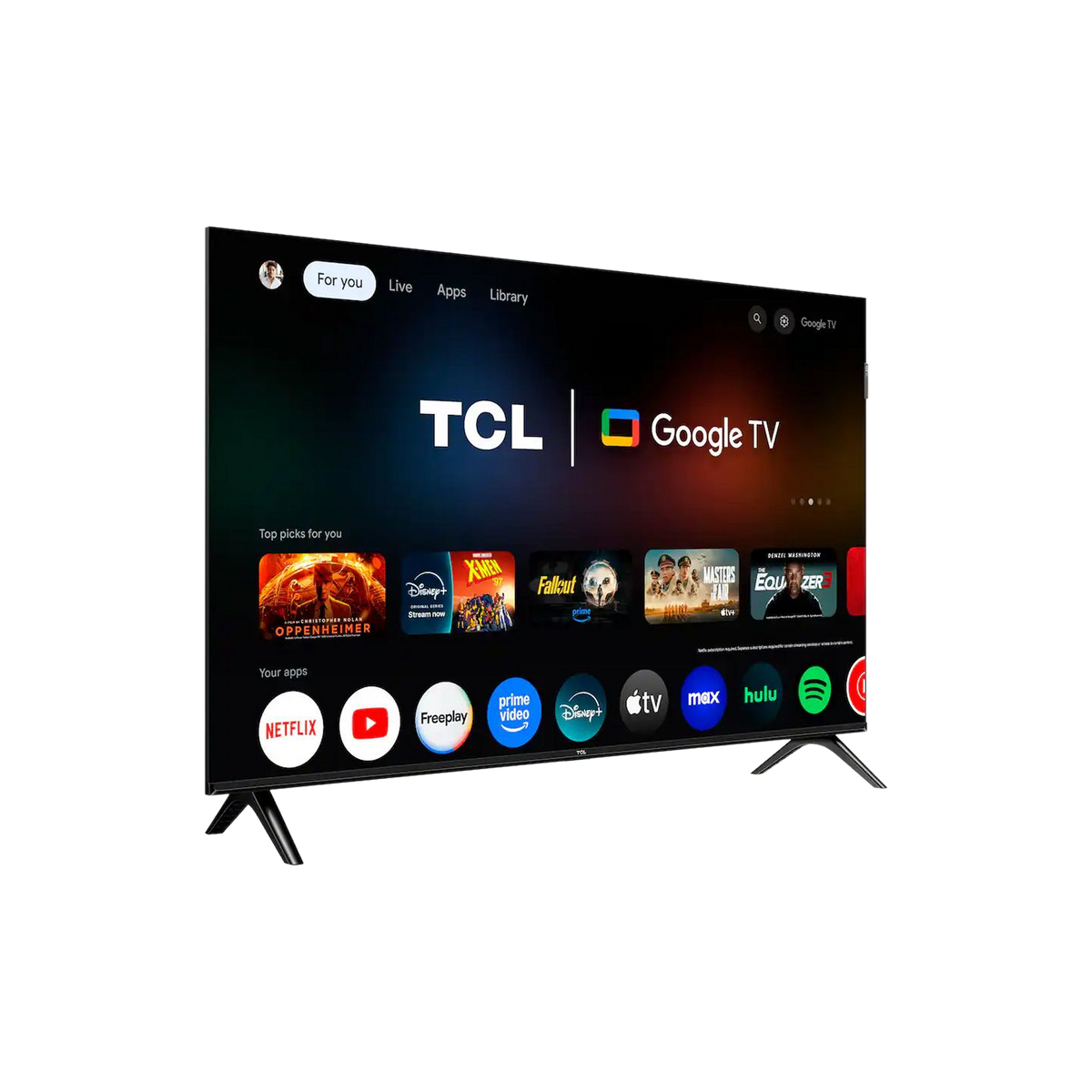 TCL 32Q3K Google TV smart TV angled view with bezel-less design