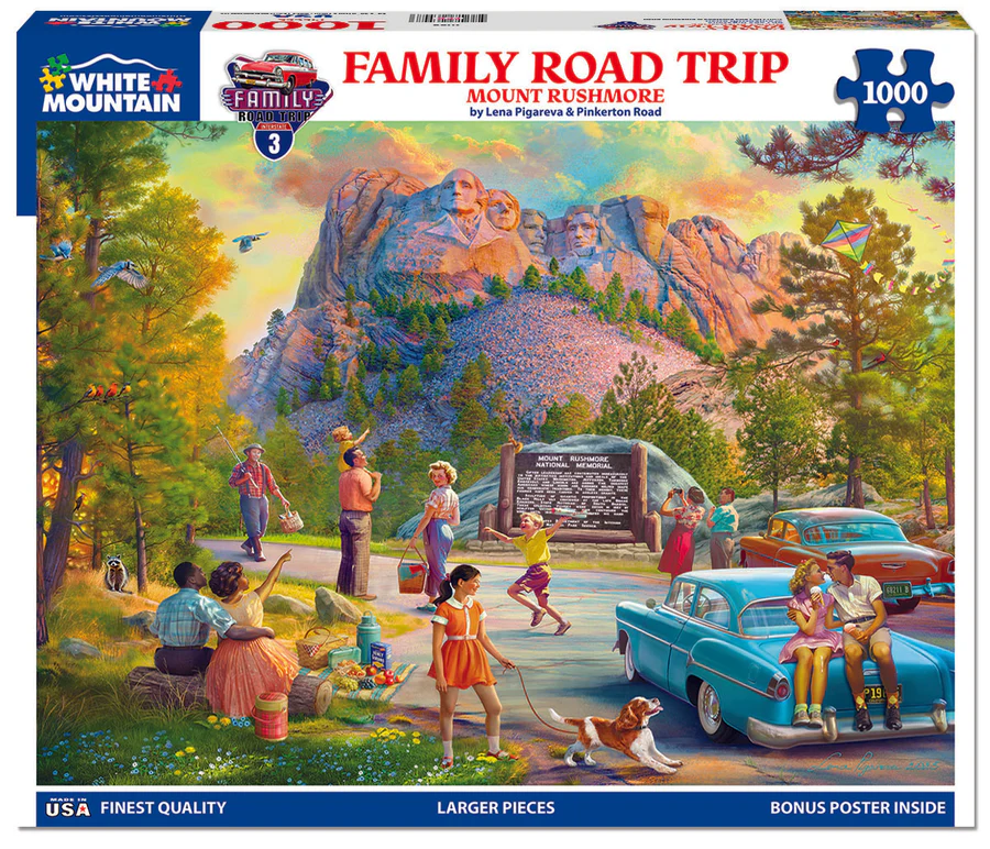 White Mountain Puzzles - Family Road Trip Mt. Rushmore - 1000 Piece Jigsaw Puzzle