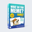 What Do You Meme? Family Edition game box with a dog illustration on a white background