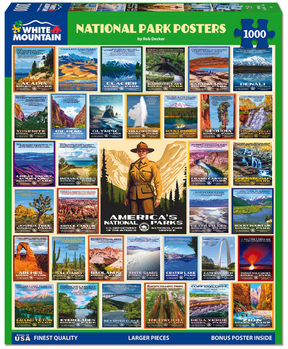 White Mountain Puzzles - National Park Posters - 1000 Piece Jigsaw Puzzle