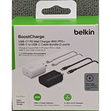 Belkin - 2 25w Usb C Pd Wall Chargers With 2 Usb C Cables 1m (4 Pack Bundle) - Black And White