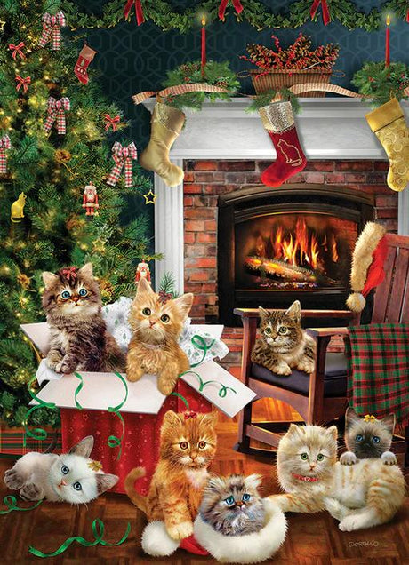 Cobble Hill 1000 Piece Puzzle - Christmas Kittens - Sample Poster Included