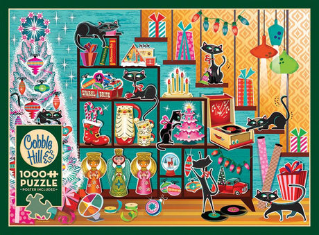 Cobble Hill 1000 Piece Puzzle - Christmas Cats - Sample Poster Included - image 6