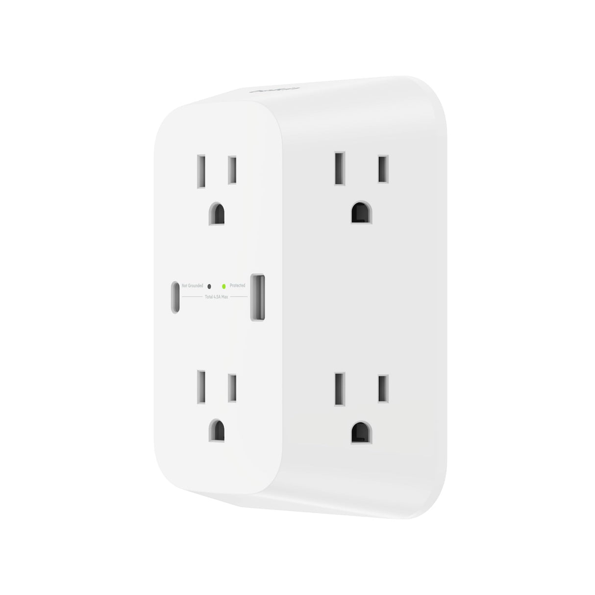 Belkin - 6 Outlet Wall Surge Protector With Usb C And Usb A Ports - White