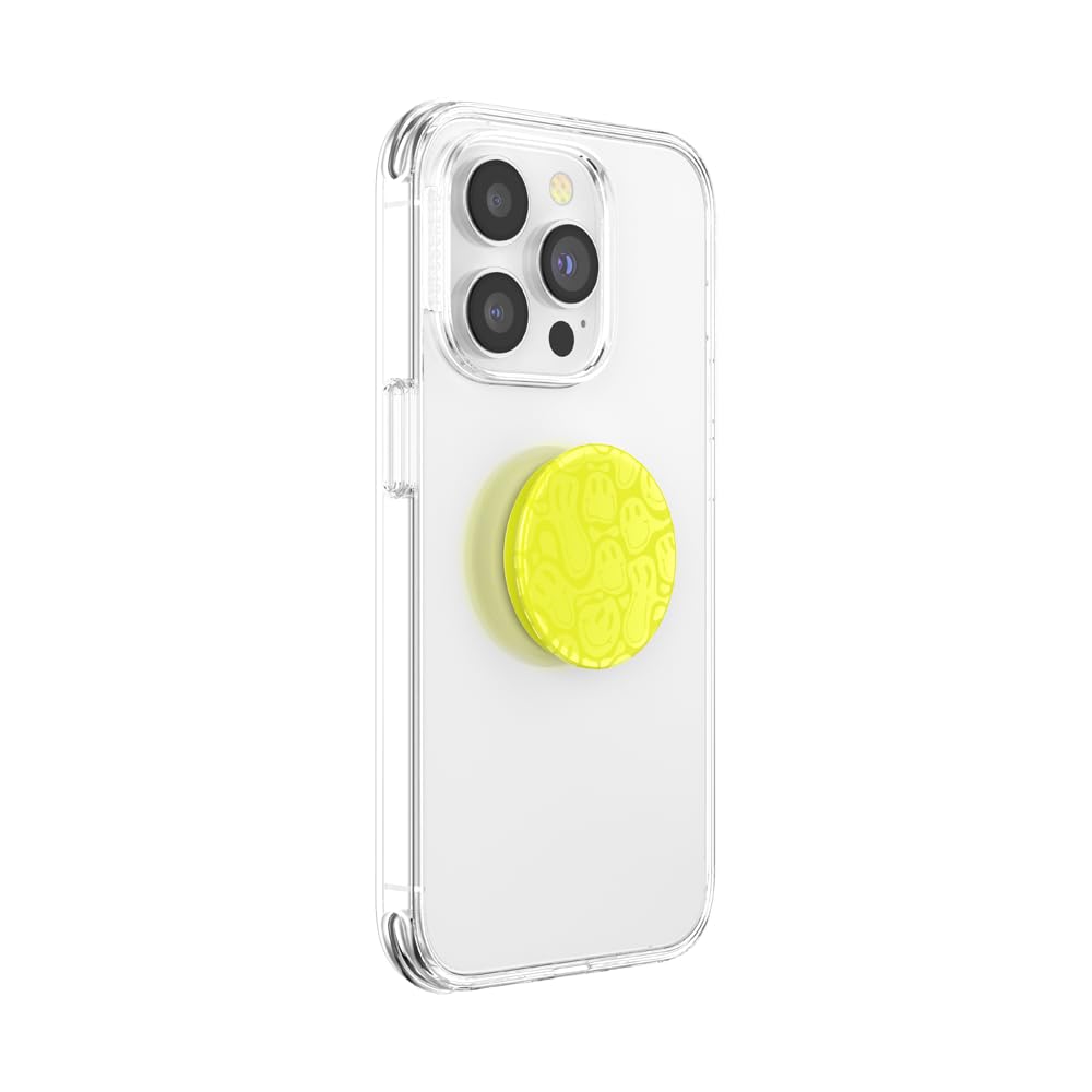 Popsockets - Popgrip - Neon Jolt Yellow Smiley Melt