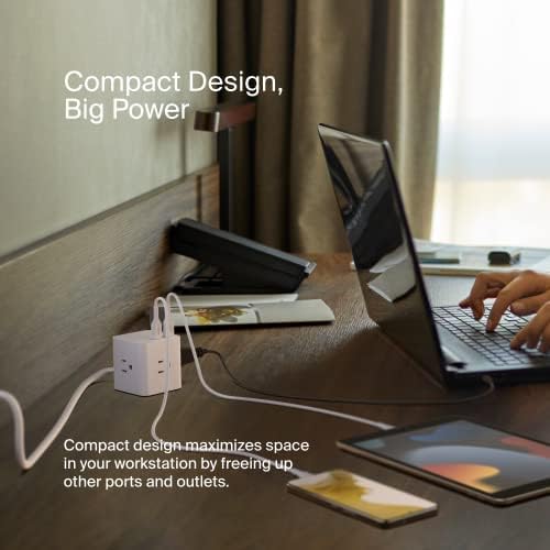 Belkin - 3 Outlet Power Cube With 5ft Cord And Usb A Ports - White