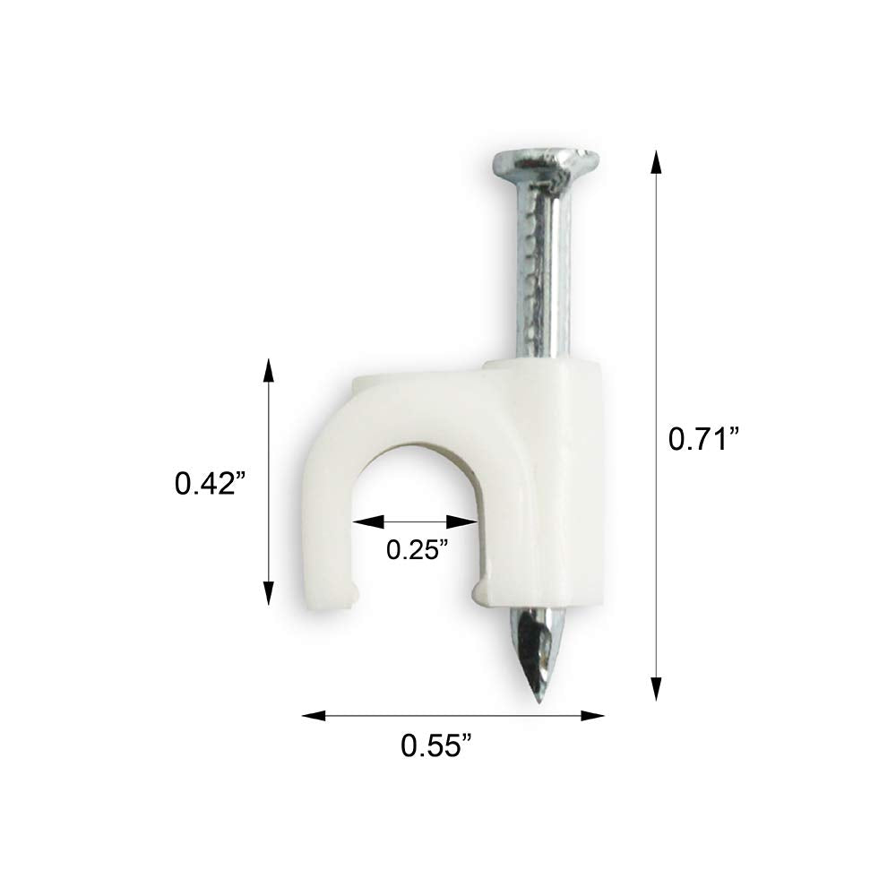 6CT SINGLE RG6 CABLE MOUNTING CLIP WHITE