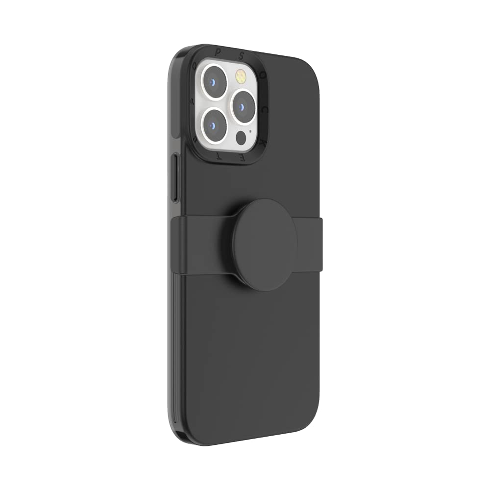 PopSockets: iPhone 13 Pro Max Case with Phone Grip and Slide, Wireless Charging Compatible - Clear Spearmint