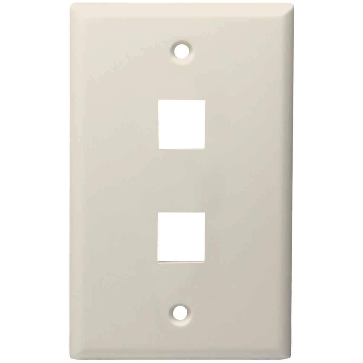 DataComm Electronics 20-3002-LA 2-Port Standard Size Keystone Wall Plate (Lite Almond)