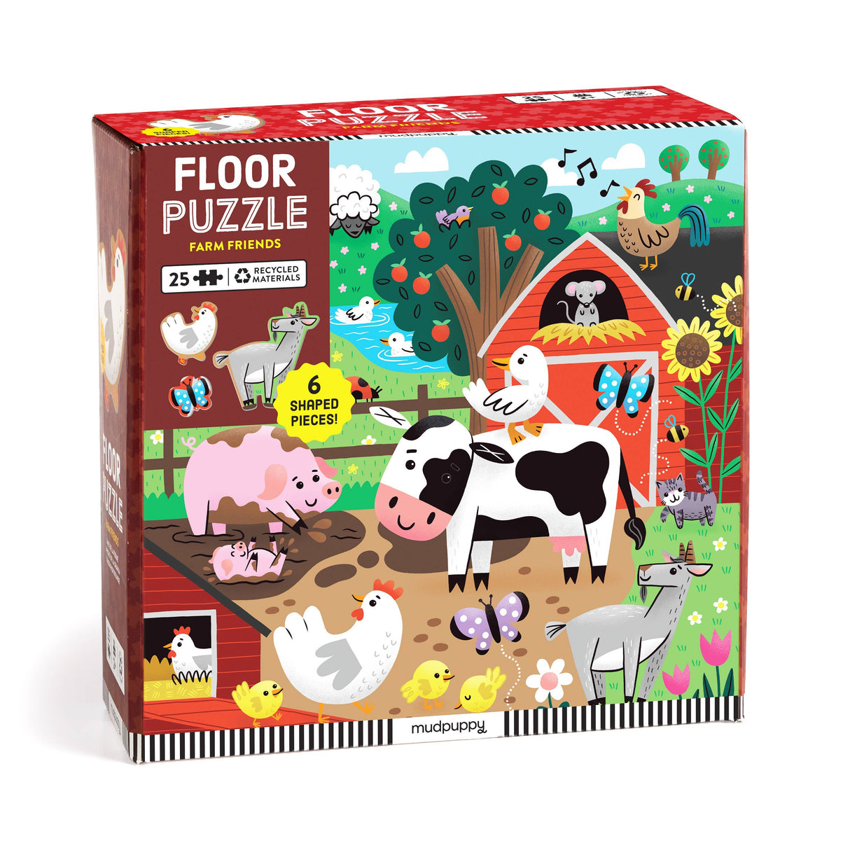 Mudpuppy - Farm Friends 25 Piece Floor Puzzle with Shaped Pieces