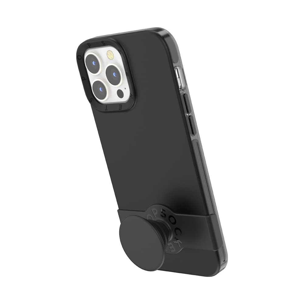 PopSockets: iPhone 13 Pro Max Case with Phone Grip and Slide, Wireless Charging Compatible - Clear Spearmint