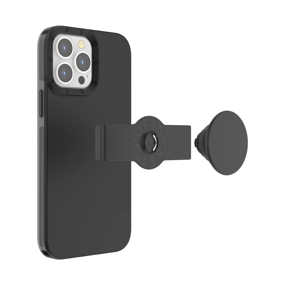 PopSockets: iPhone 13 Pro Max Case with Phone Grip and Slide, Wireless Charging Compatible - Clear Spearmint