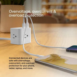 Belkin - 3 Outlet Power Cube With 5ft Cord And Usb A Ports - White