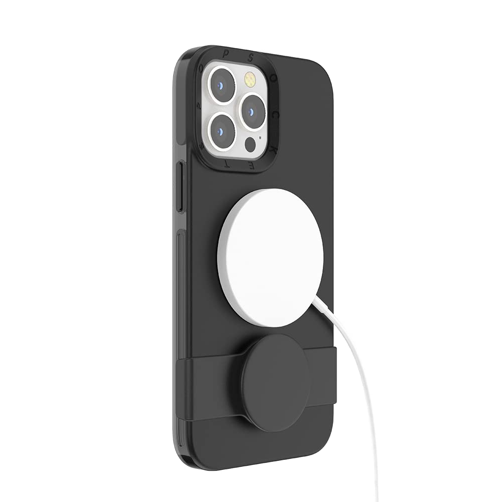 PopSockets: iPhone 13 Pro Max Case with Phone Grip and Slide, Wireless Charging Compatible - Clear Spearmint