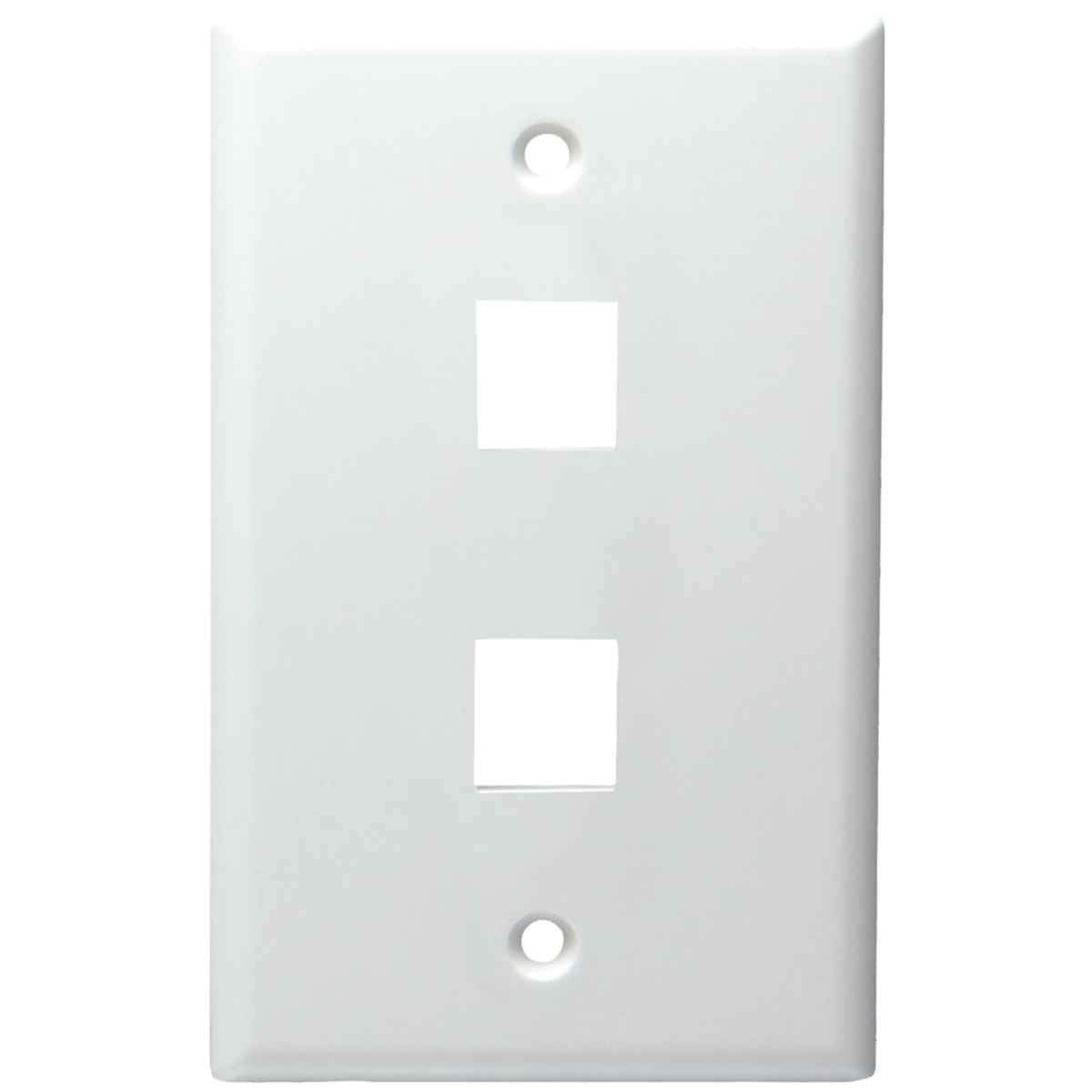 Datacomm Electronics 20-3002-WH 2-Port Standard Size Keystone Wall Plate (White)