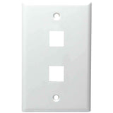Datacomm Electronics 20-3002-WH 2-Port Standard Size Keystone Wall Plate (White)