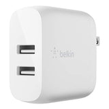 Belkin - Dual Port Usb A 24w Wall Charger With Usb A To Usb C Cable 3ft - White