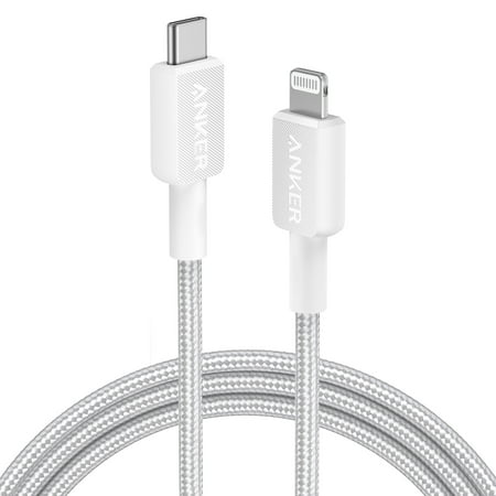 Anker - Braided Usb C To Apple Lightning Cable 6ft - White