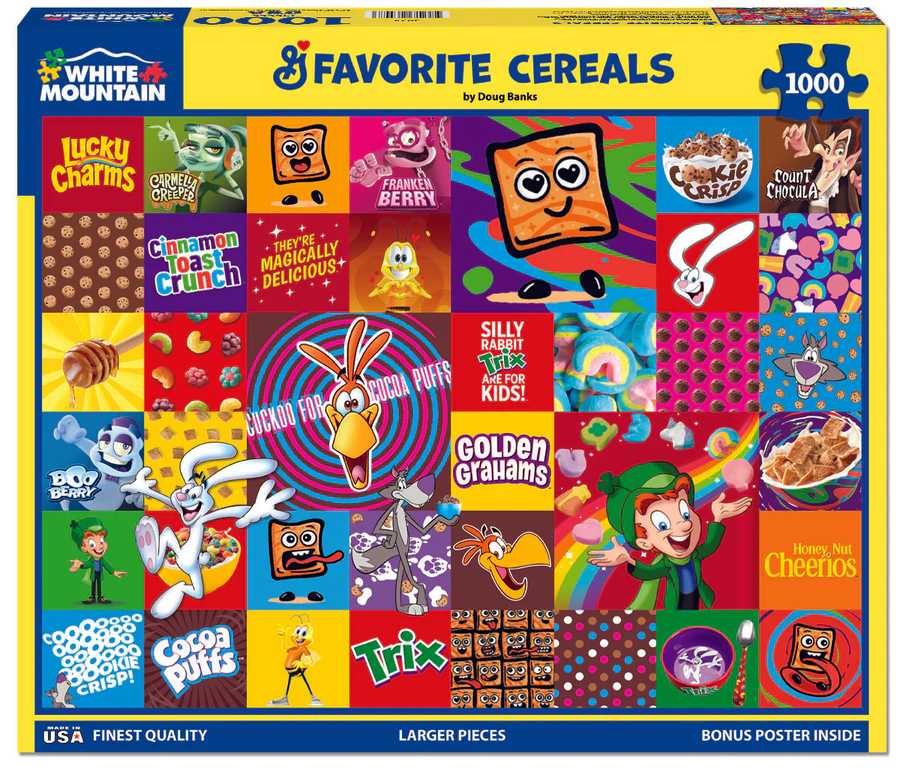 White Mountain Puzzles - Favorite Cereals - 1000 Piece Jigsaw Puzzle