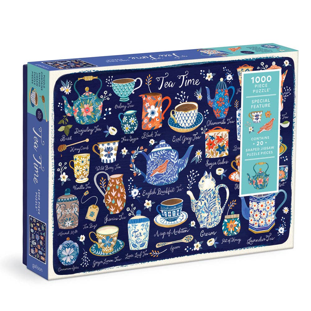 Galison - Tea Time 1000 Piece Puzzle with Shaped Pieces
