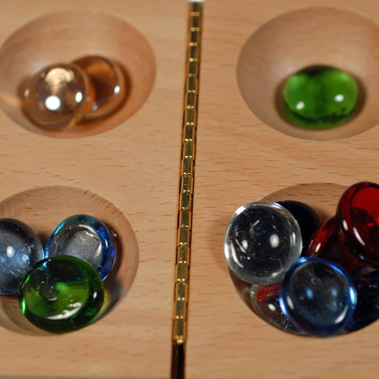 Wood Expressions - Solid Wood Folding Mancala with Glass Stones - 18 in.