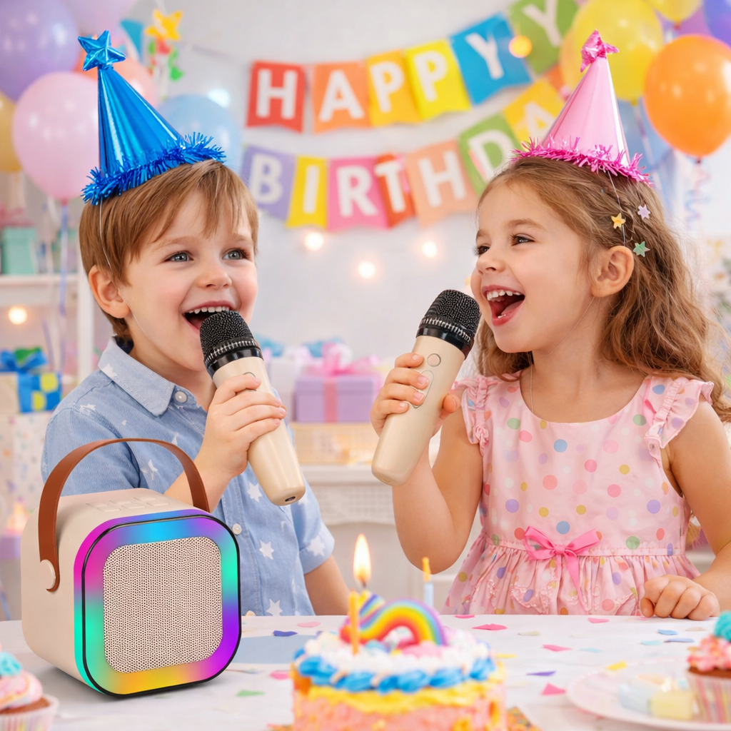 Funky Rico Inc - Kids Karaoke Machine with 2 Wireless Microphones and LED-BG