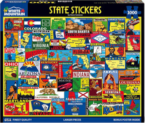White Mountain Puzzles - State Stickers - 1000 Piece Jigsaw Puzzle