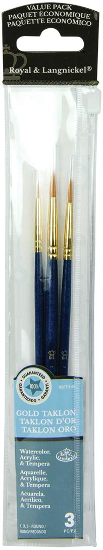 Royal Brush Brush Set Value Pack Gold Taklon 3/Pkg Round 135 9108 (3-Pack)