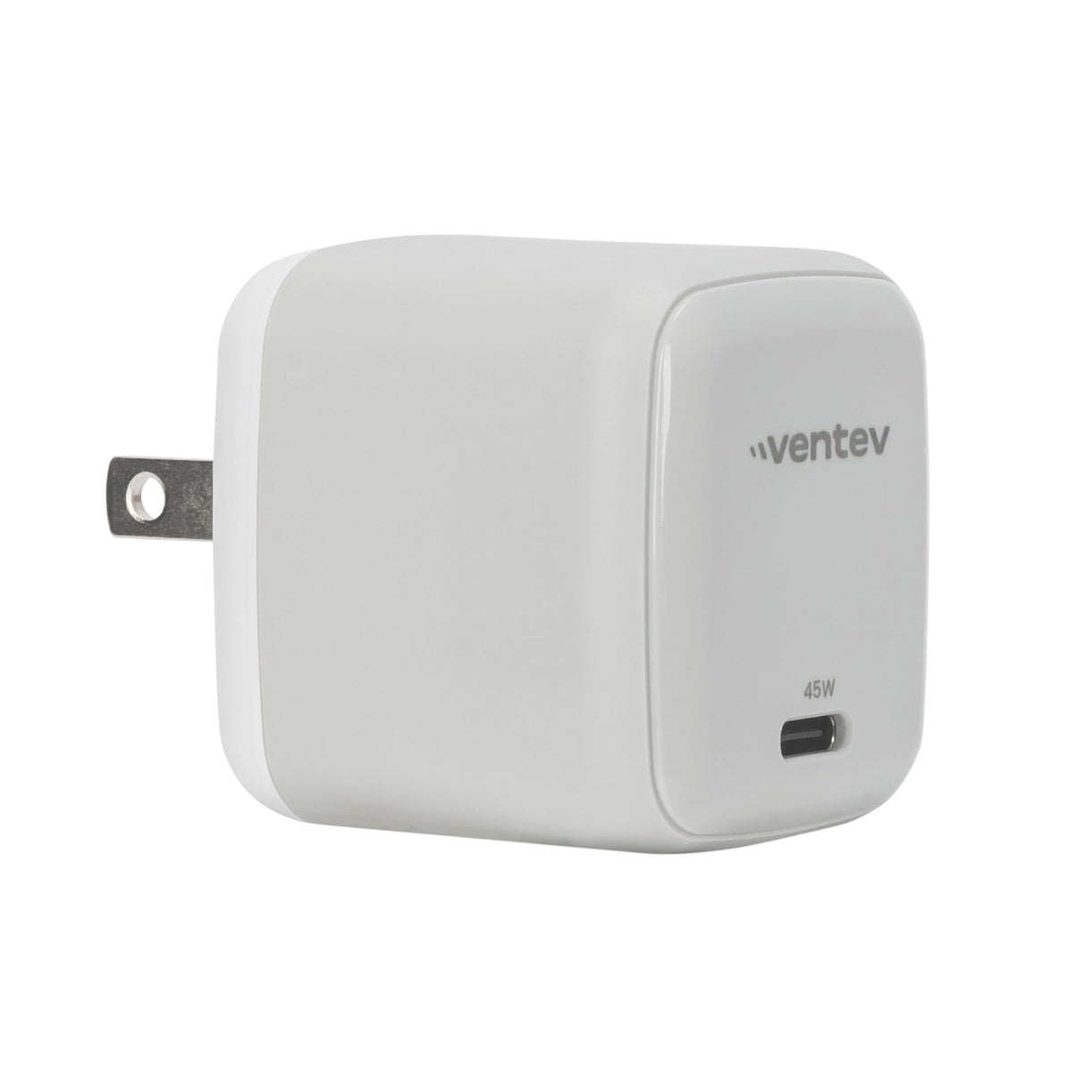 Ventev - Ultrafast Gan Mini 45w Wall Charger And 5a Usb C To Usb C Cable - White