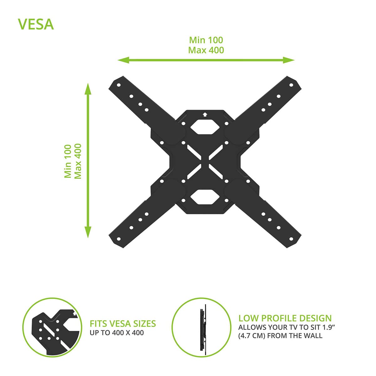 Kanto PS400 Full Motion Mount for 30-inch to 70-inch TVs