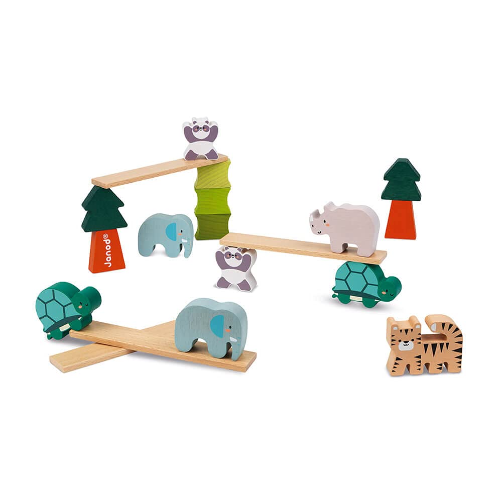 Janod World Wildlife Federation – 28 Piece Wooden Animal Stacking Game - Ages 2+