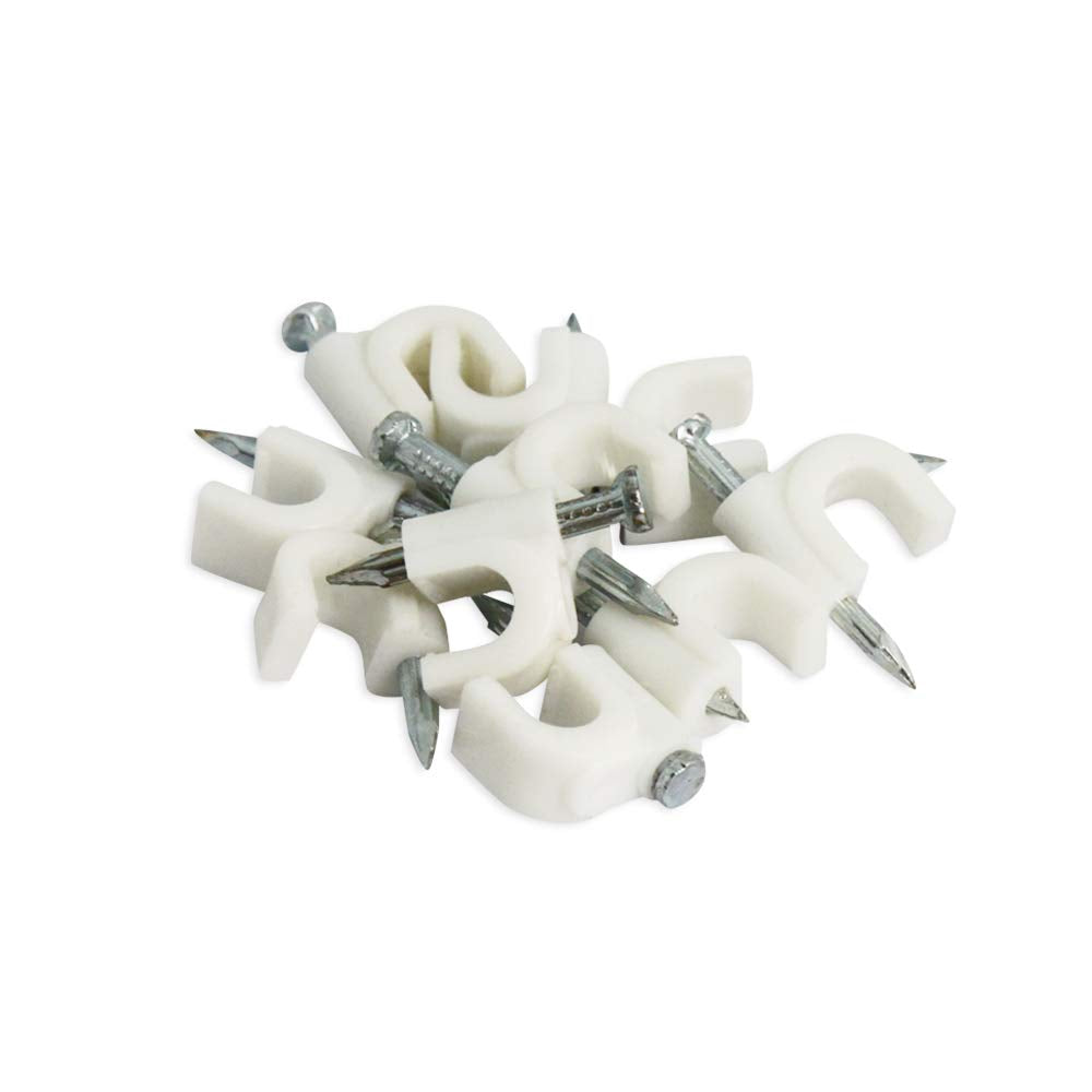 6CT SINGLE RG6 CABLE MOUNTING CLIP WHITE