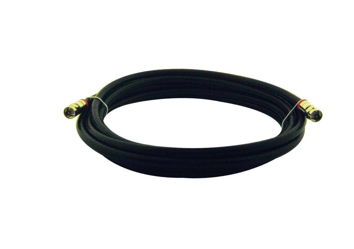 12FT RG6 QUAD SHIELD COAX WITH F CONNECTORS, BLACK